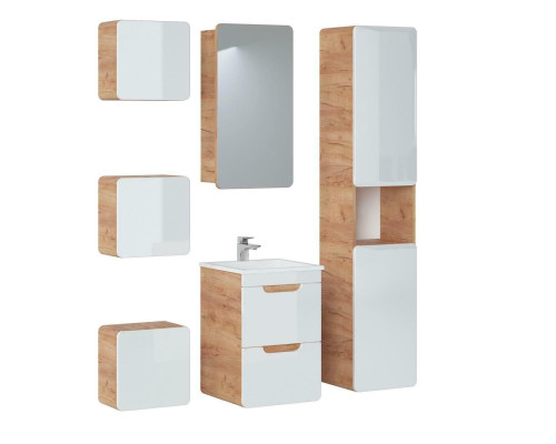 Ontwerp badkamer meubelset Bad 6-delige set garnituur kast wastafel hout