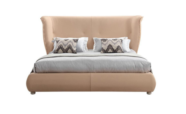 Beige bed Slaapkamer Bedden Tweepersoonsbedden Houten meubels Leren bedden