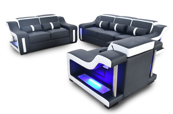 Sofaset 3+2+1 zits set Designbank Beklede banken Verlichte bank