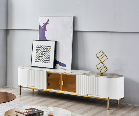 Luxury tv Lowboard tv Stand Sideboard Living room Wood White Modern