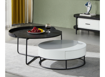 Bank Salontafel Koffie Bijzettafel Ontwerp Luxe Ronde Tafels 2x Set Modern Nieuw