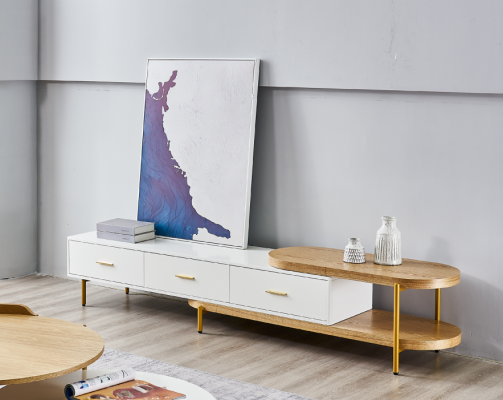 rtv Laag tv-meubel laden planken dressoir tafel woonkamer hout design