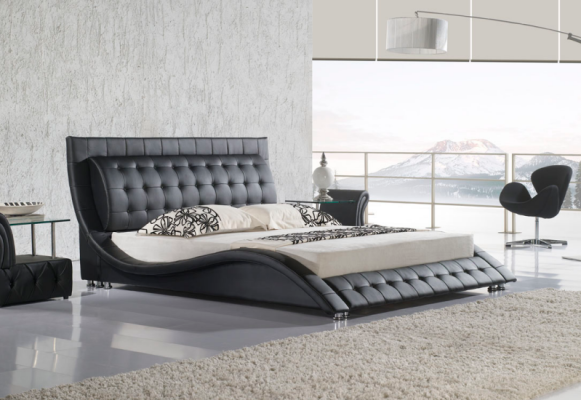 Bed tweepersoonsbed Zwart Bekleed bed Slaapkamer Modern 180x200