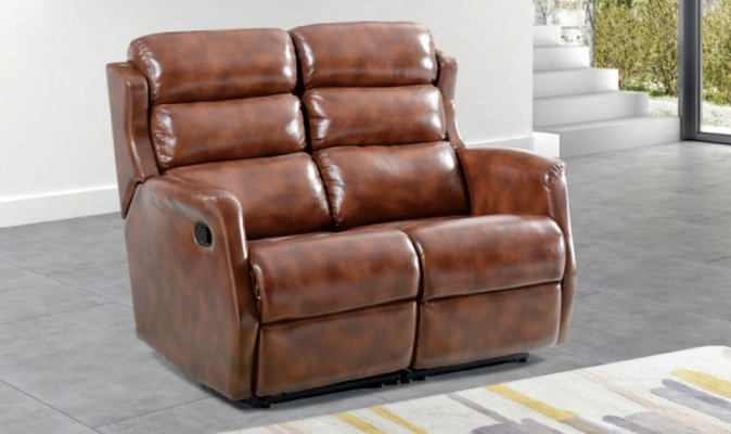 Sofa 2-zits Bruin Banken Stijl Luxe Woonkamer Modern Ontwerp Kunstleer