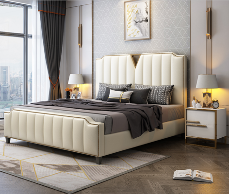 Tweepersoonsbed Slaapkamer Bedden Luxe Tweepersoonsbed Beige Inrichting Meubels