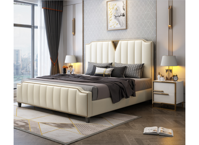 Tweepersoonsbed Slaapkamer Bedden Luxe Tweepersoonsbed Beige Inrichting Meubels