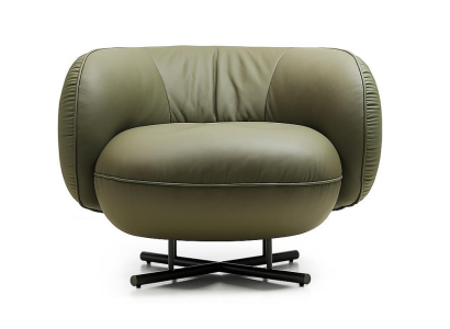 Fauteuil 1-zitter kunstleer lounge luxe gestoffeerde designstoel grijs