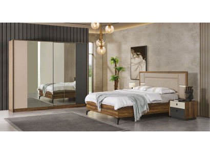 Bed Nachtkastje Kledingkast 4-delig Slaapkamer Set Ontwerp Modern Luxe