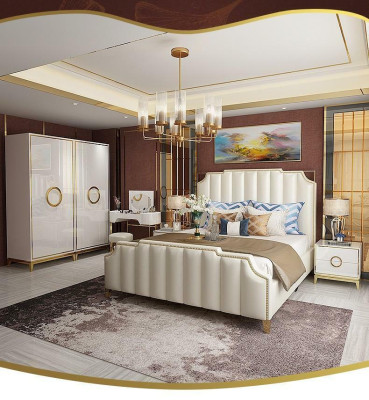 Ontwerp tweepersoons bed hotel luxe slaapkamer 180x200cm lederen bedden gestoffeerd.