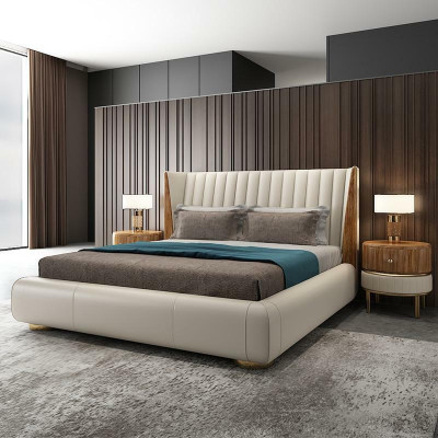Designer Italiaanse meubels Bed Dubbele Slaapkamer 150x200cm Bedden Leder Nieuw