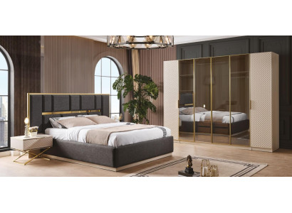 Luxe 4-delige slaapkamer set Bed 2x nachtkastjes en kledingkast