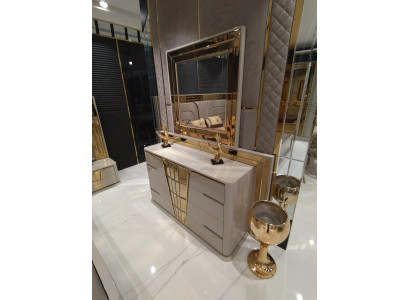 Moderne commode met spiegel Luxe modern design slaapkamer houten set 2-delig.