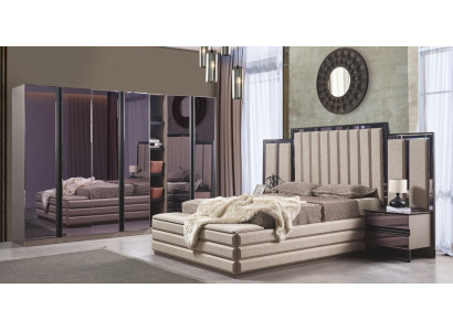Moderne slaapkamerset bed 2x nachtkastjes kledingkast houten meubels nieuw