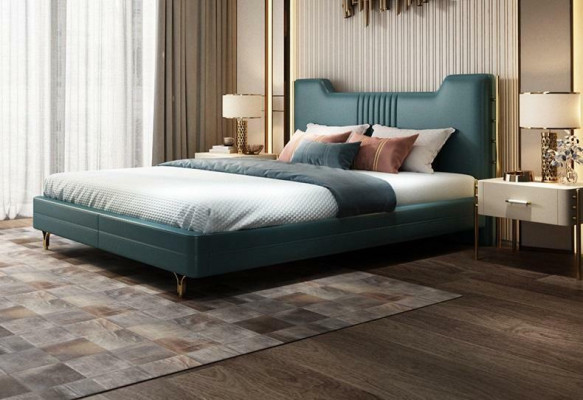 Modern designer houten bed Luxe meubel Tweepersoonsbed Nieuwe slaapkamer bekleding