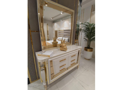 Slaapkamer Volledige houten commode met spiegel Moderne meubels 2-delig Nieuw