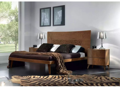 Slaapkamer set Bed 2x Nachtkastjes Ontwerp Luxe Bedden bruin 3-delig.