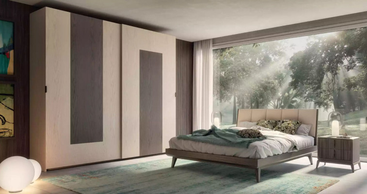Slaapkamer Set Bed 2x Nachtkastjes Kledingkast Design Luxe nieuw 4-delig