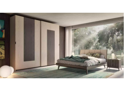 Slaapkamer Set Bed 2x Nachtkastjes Kledingkast Design Luxe nieuw 4-delig