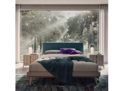 Slaapkamer set Bed 2x Nachtkastje Hout beige compleet Modern nieuw