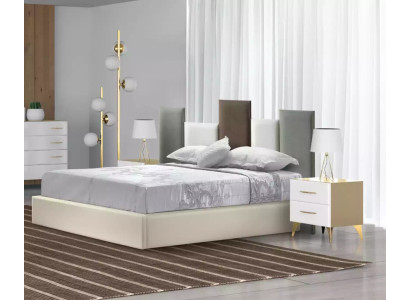 Slaapkamer set Bed 2x Nachtkastje Hout wit compleet Modern 3-delig