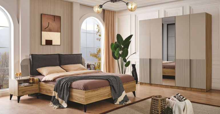 Slaapkamer set design Modern Luxe Bed 2x Nachtkastjes kast 4 dlg Nieuw