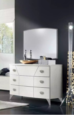 Slaapkamer set, dressoir, spiegel, luxe complete witte 2-delige kast.