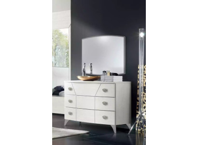 Slaapkamer set, dressoir, spiegel, luxe complete witte 2-delige kast.