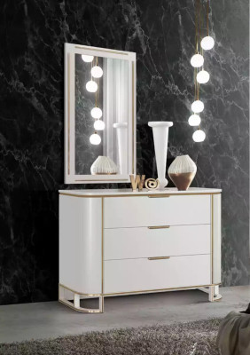 Slaapkamer set commode spiegel Nieuw Luxe Compleet nieuw Wit 2-delig