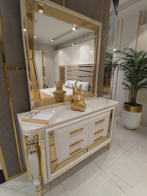 Slaapkamer set compleet Bed + 2x Nachtkastjes Commode met Spiegel Modern Nieuw