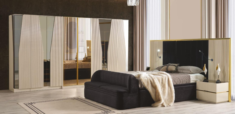 Slaapkamerset Volledige kamer Houten bed Nachtkastjes Meubels Kast 5-delig.