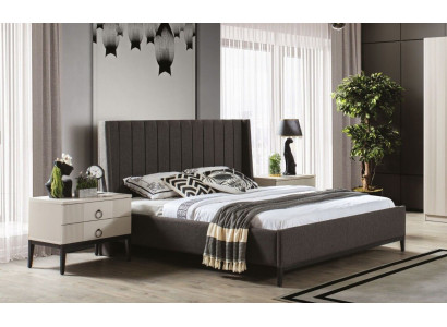 Stijlvolle slaapkamer set bed en 2x nachtkastjes luxe meubels 3-delig grijs