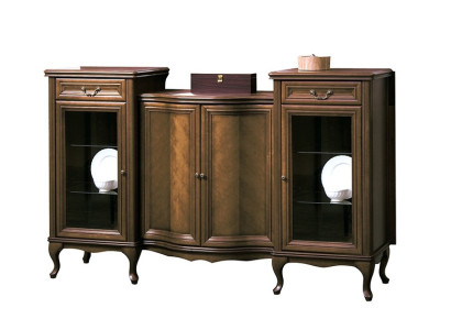 Klassieke XXL commode dressoir hout antieke stijl kast vitrine