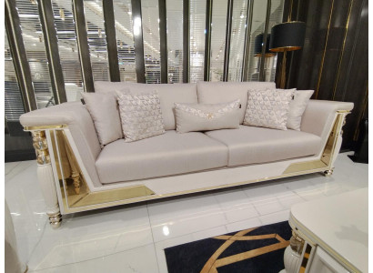 Bank Driezits Gestoffeerde Banken Ontwerp Luxe Meubels Textiel Bankstellen Nieuw