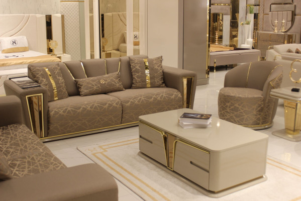 Sofaset 3+3+1+1 stoel + salontafel + woonwand Modern Textiel Compleet Nieuw