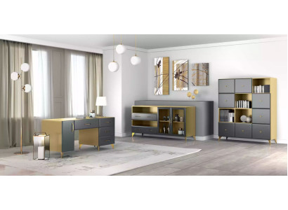 Woonkamerset Bureau Dressoir Boekenkast 3-delige Tafel Meubels Hout  Woonkamerset Bureau Dressoir Boekenkast 3-delige Tafel Meubels Hout