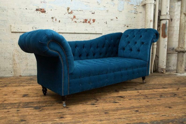 Chaiselongue Bank Zit Lig Lounge Barok Rococo Jugendstil Klassiek Blauw Nieuw