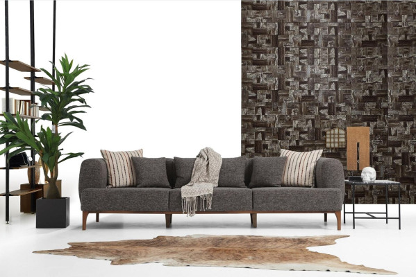 Driesitsbank 3-zitsbanken Grijs Stof Woonkamer Luxe Modern Nieuw