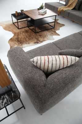 Driesitsbank 3-zitsbanken Grijs Stof Woonkamer Luxe Modern Nieuw