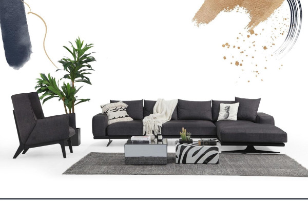 Hoekbank L-vorm Fauteuil Bank Woonkamer Grijs Modern Stof Bankstellen Zitplaatsen