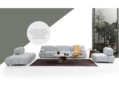 Complete bankstel bankstel 3-zitsbank modern stof grijs set