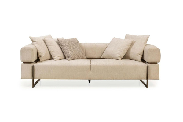 Beige driezits design stoffen bankstel Luxe 3-zitsbank