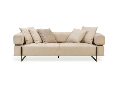 Beige driezits design stoffen bankstel Luxe 3-zitsbank
