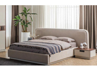 Stijlvolle slaapkamer meubels Designer gestoffeerd tweepersoonsbed 2x nachtkastjes