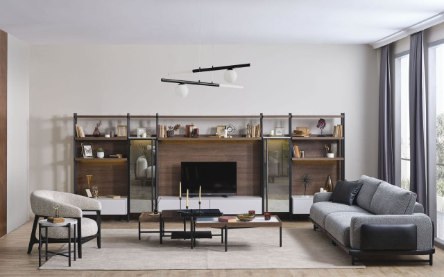 Ontwerper Sofa set Woonkamer Houten Meubels 3-zits bank Fauteuil Salontafels