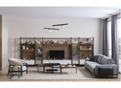 Ontwerper Sofa set Woonkamer Houten Meubels 3-zits bank Fauteuil Salontafels