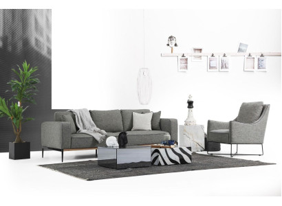 Bankstel 4-zits fauteuil Vierzitter Stoffen bankstellen Modern Design Grijs