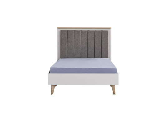 Bedframe kinderkamer kinderbed 100 cm eenpersoonsbed hout grijs stof