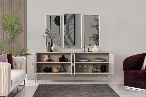 Eettafel Uittrekbaar Modern Eetgroep Eetkamer Set 9-delig Grijs Hout