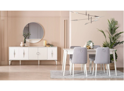 Eetkamerset eetkamergroep eettafel set 9-delig eethoek wit hout groot