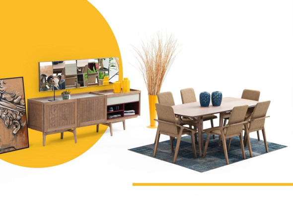 Eetkamergroep Eettafel Stoelen Dressoir Tafel Hout Set 8-delig Wit